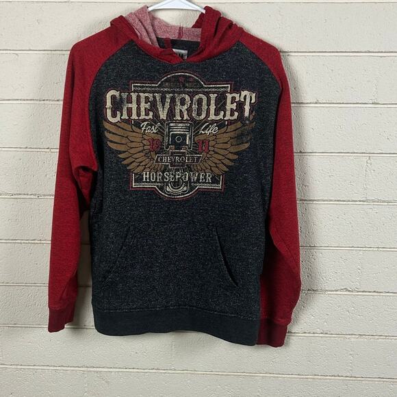 GM Chevrolet Red Gray Wing Horse Power Car Hoodie size M - Picture 5 of 8